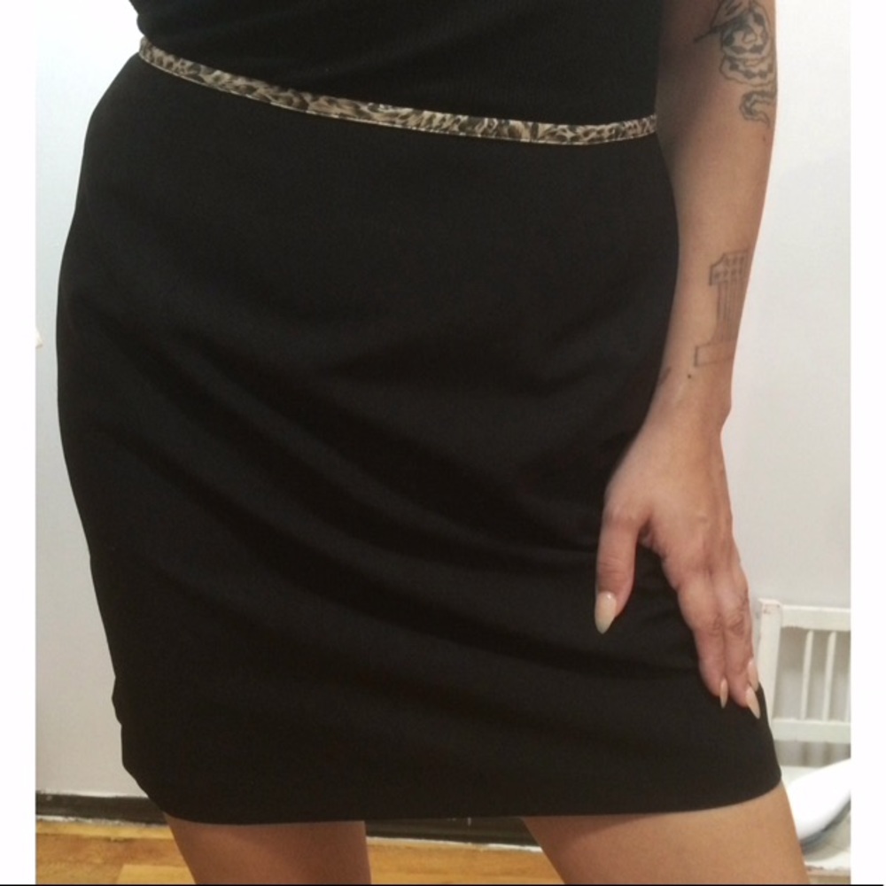 Black / Animal Print Mini Skirt